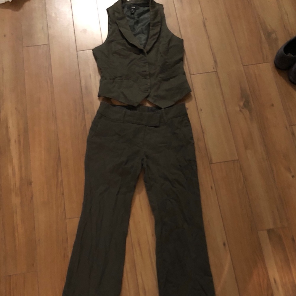 Olive green pant and vest